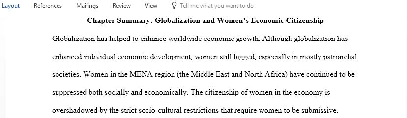 Globalization and Women Economic Citizenship