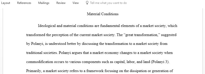 Ideological and material conditions of a market society