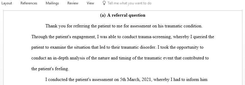 Traumatic condition Clinical letter 