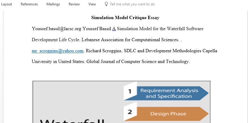 Write a short critique for a Simulation Model