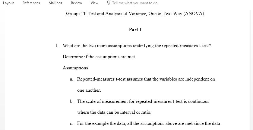 Analyze Differences Between Groups Using Paired and Independent Samples t-Test and ANOVA