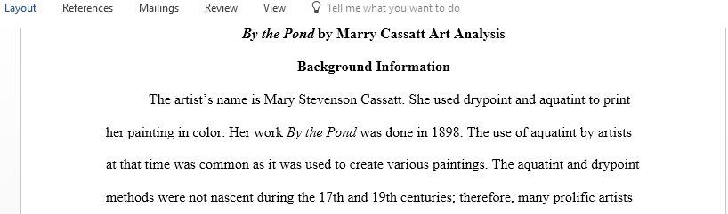 By the Pond by Marry Cassatt Art Analysis