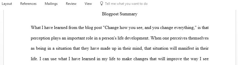 Change How You See and You Change Everything Blogpost Summary