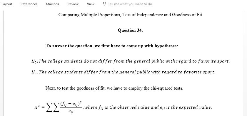 Comparing Multiple Proportions and Test of Independence and Goodness of Fit