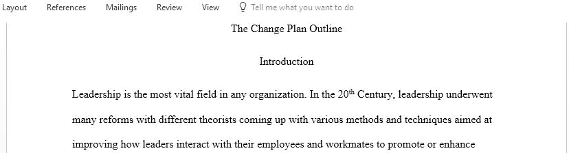 Complete your first draft of My Change Plan on Leadership