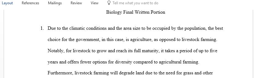 Considering projected population growth would you recommend that the government concentrate on farming or cattle ranching in order to feed this growth population