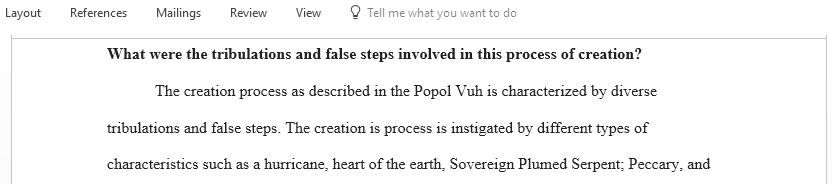 Creation process in Popol Vuh