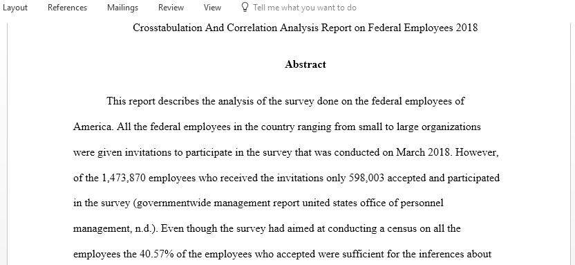 Crosstabulation And Correlation Analysis Report on Federal Employees 2018