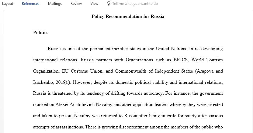 Deliver a presentations identify total key issues and recommendations for Russian policymakers to best promote Russia national interest in the changing international arena