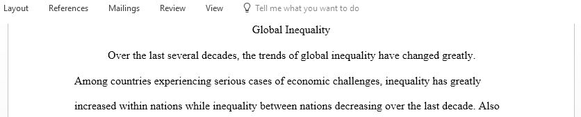 Describe the trend in global inequality over the course of the last century