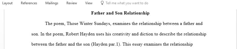 Discuss the father and son relationship in the poem Those Winter Sundays using the evidence in the poem