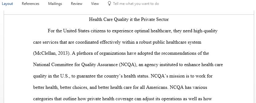 Health Care Quality in the Private Sector