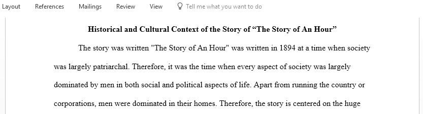 Historical and Cultural Context of the Story of The Story of An Hour