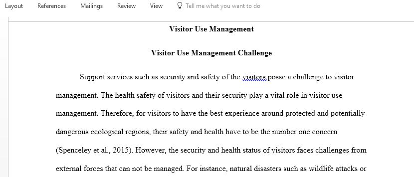 Identify a visitor use management challenge 