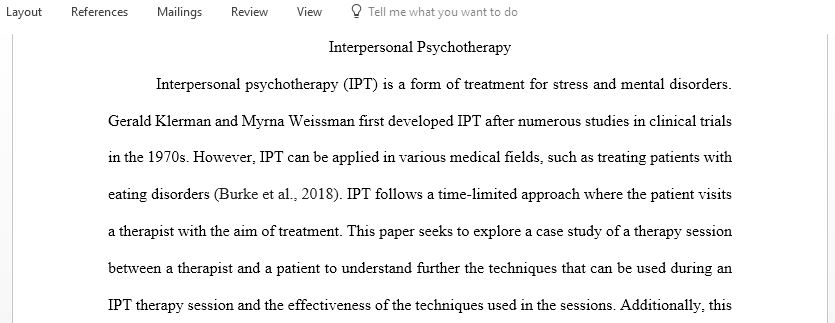 Interpersonal Psychotherapy