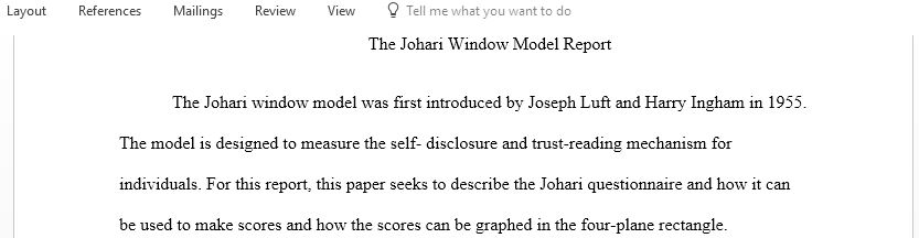 Johari Window Questionnaire