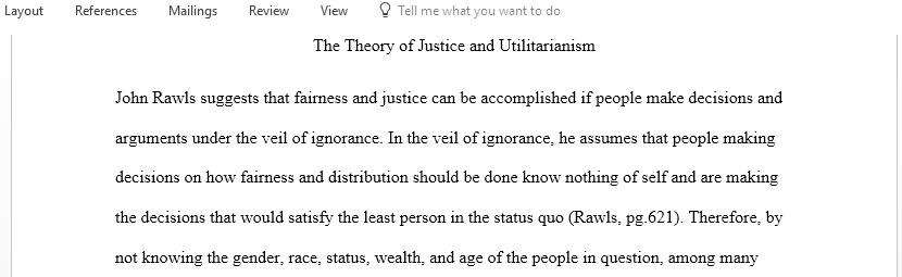 John Rawls theory of Justice and Utilitarianism