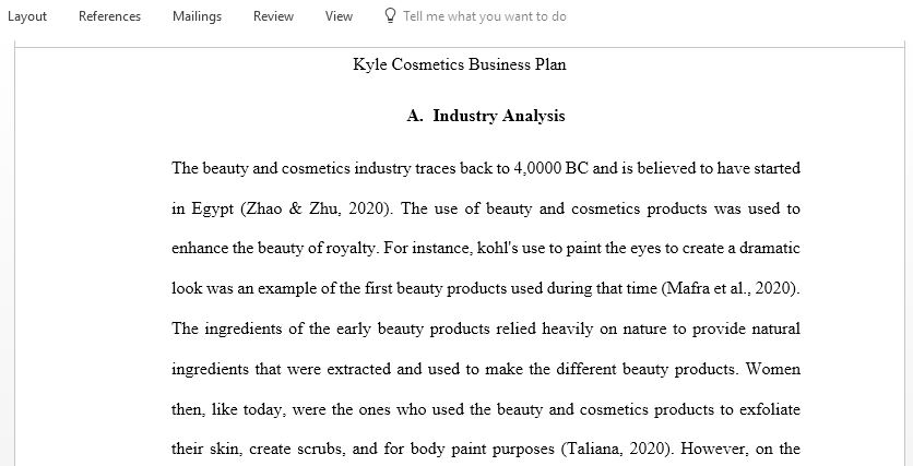 Kyle Cosmetics Business Plan