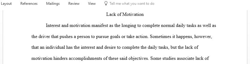 Lack of Motivation