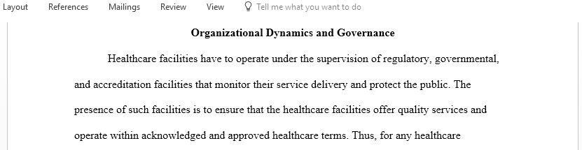 Organizational Dynamics and Governance