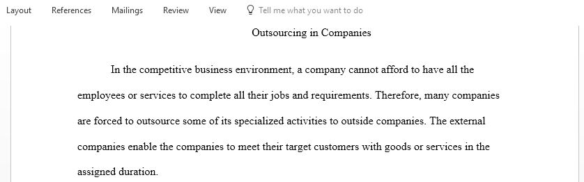 Perform an Internet search to identify at least two companies in different industries that have entered into outsourcing agreements with firms with specialized services
