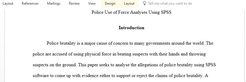 Police Use of Force SPSS Output and Write-up of Findings