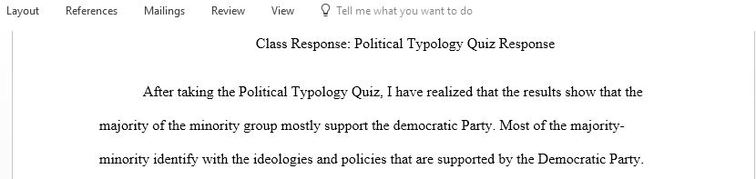 Political Typology Quiz Response