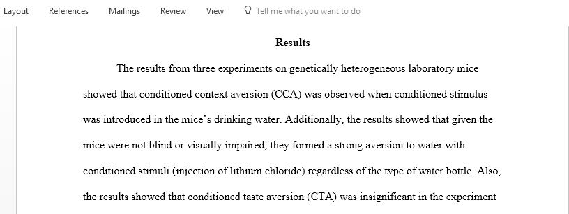 Read the article Conditioned context aversion learning in the laboratory mouse and provide a summary