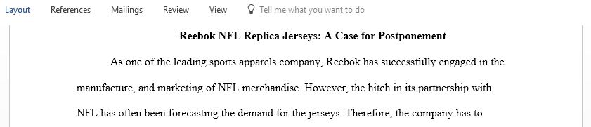 Response to the discussion topic Reebok NFL Replica Jerseys A Case for Postponement