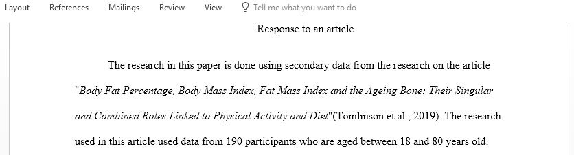 Response to the search article Body Fat Percentage Body Mass Index Fat Mass Index and the Ageing Bone