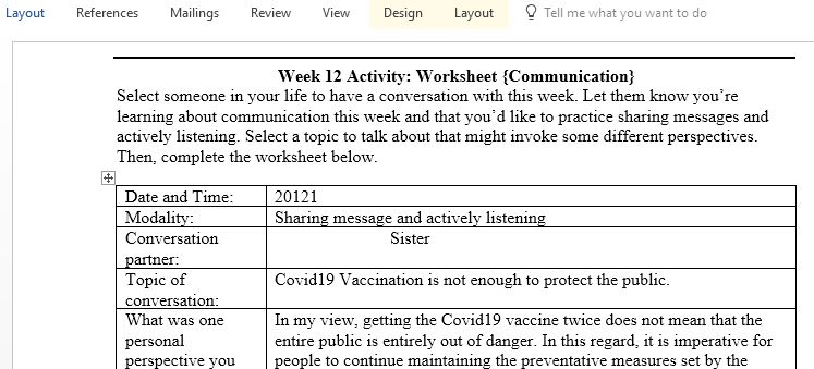 Sharing message and actively listening