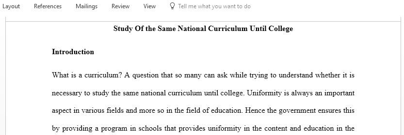 Should all students study the same national curriculum until they enter college