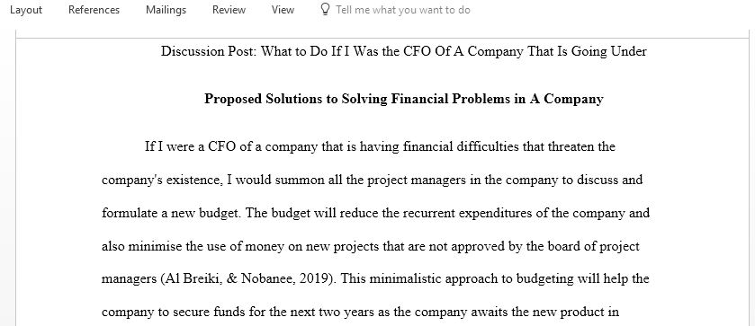 Solutions to Solving Financial Problems in A Company