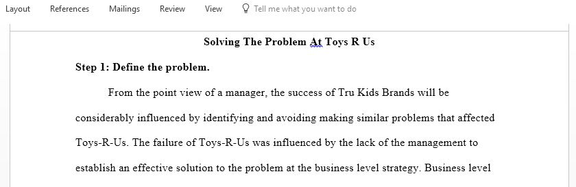 Solving The Problem At Toys R Us