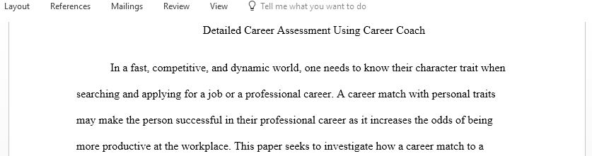 Take the Detailed Career Assessment using Career Coach