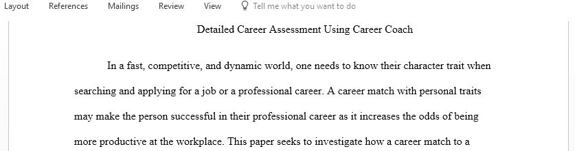 Take the Detailed Career Assessment using Career Coach