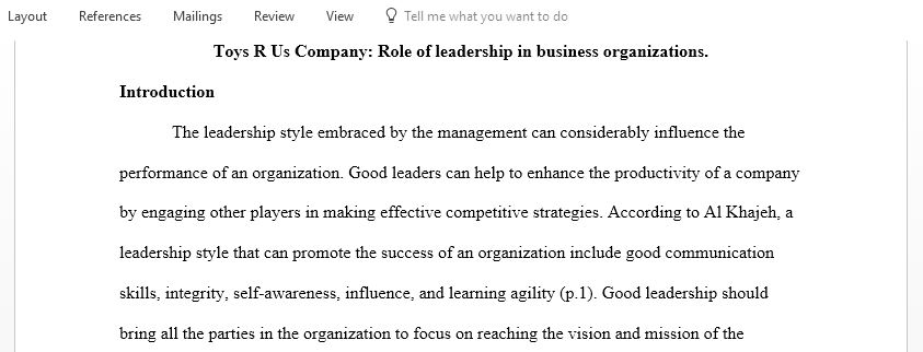 The role of leadership in business organizations