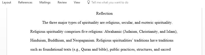 What are the major types and traditions of spirituality