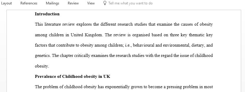 Write a literature review on Prevalence of obesity among school children in UK