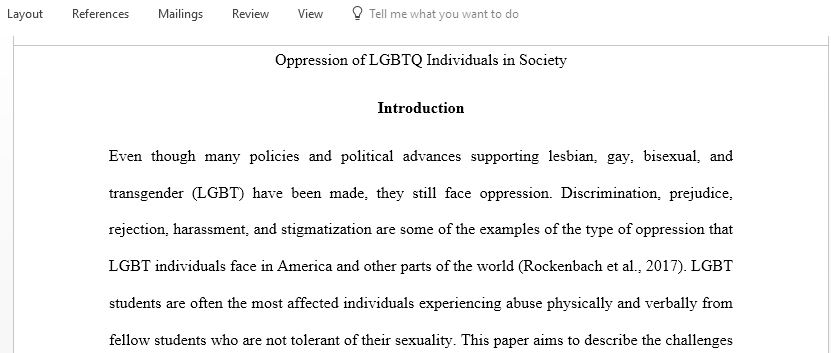 Write a paper discussing issues related to oppression of LGBT individuals in society