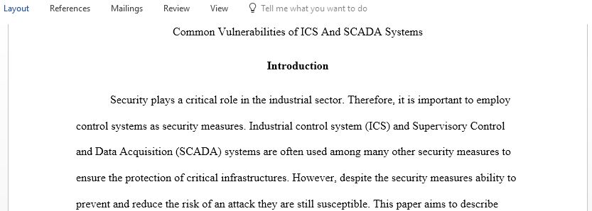 Write a paper focused on common vulnerabilities of ICSs and SCADA systems