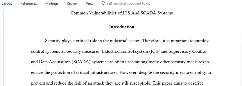 Write a paper focused on common vulnerabilities of ICSs and SCADA systems