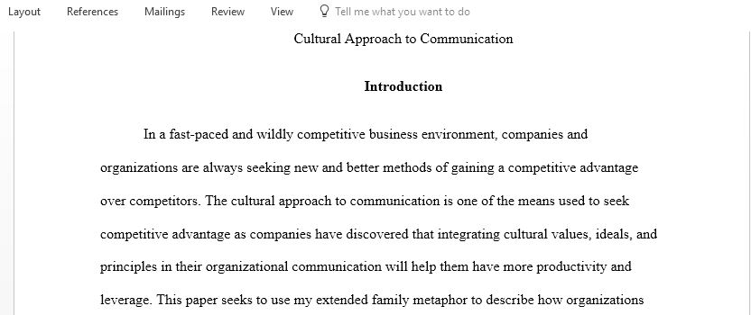 Write a paper focusing on the Cultural approach to organizations
