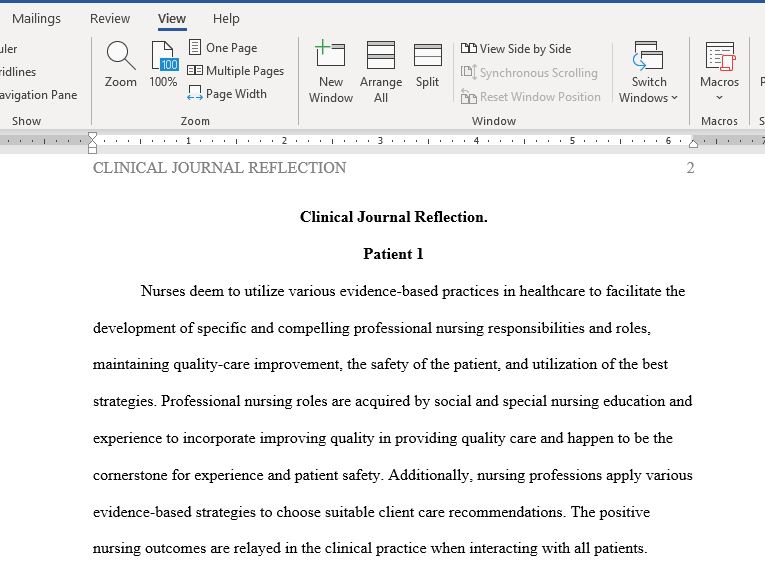 Clinical Journal Reflection