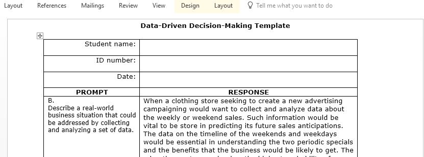 Data Driven Decision Making Template