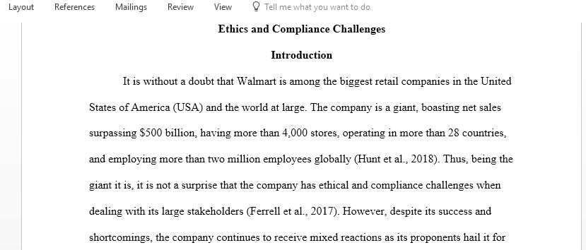 Ethics and Compliance Challenges 