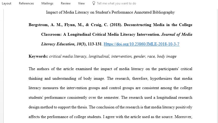 How does the use of media literacy impact on students academic performance