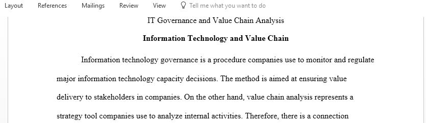 IT Governance and Value Chain Analysis