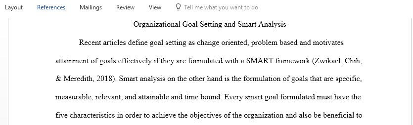 Organizational Goal Setting and SMART Analysis