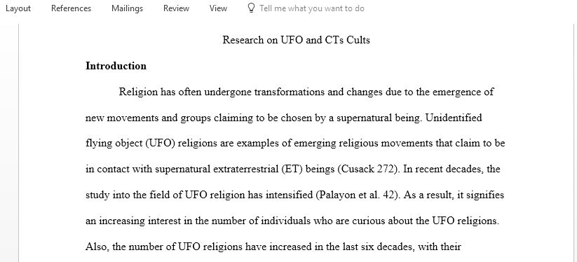 Prepare a a research report on one of the so-called UFO cults